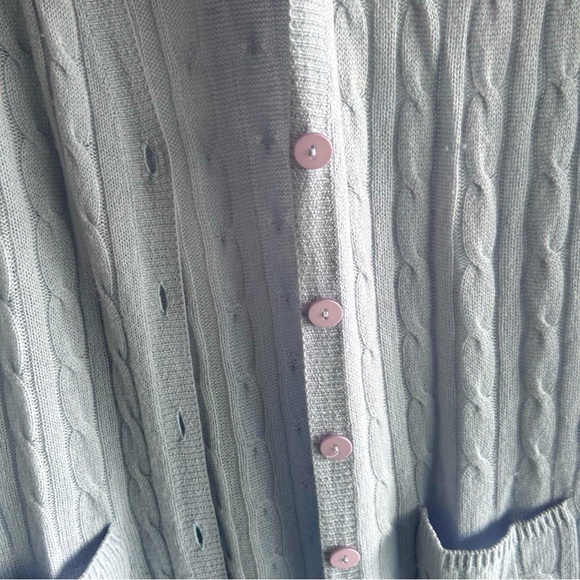 White + Warren Cashmere Longline Lightest Blue Cardigan Duster Sweater Sz Small - Picture 3 of 9